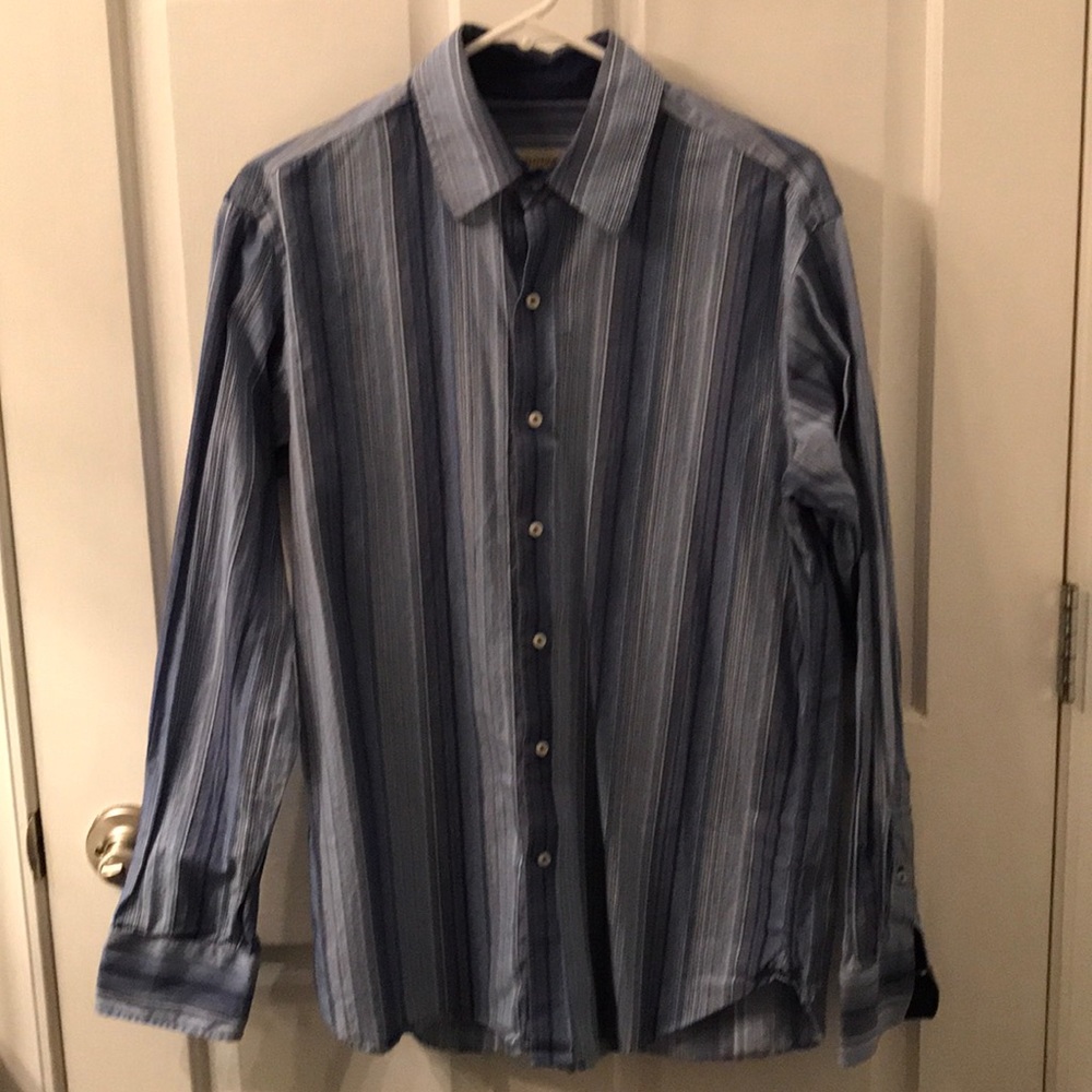 Pronto Uomo blue striped dress shirt
